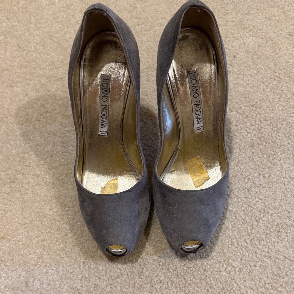 Luciano Padovan Charcoal Peep Toe Heels